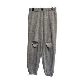 Reflex Life is out there Jogger Sweat Pants Slit in Knees Womens Size Large Gray
